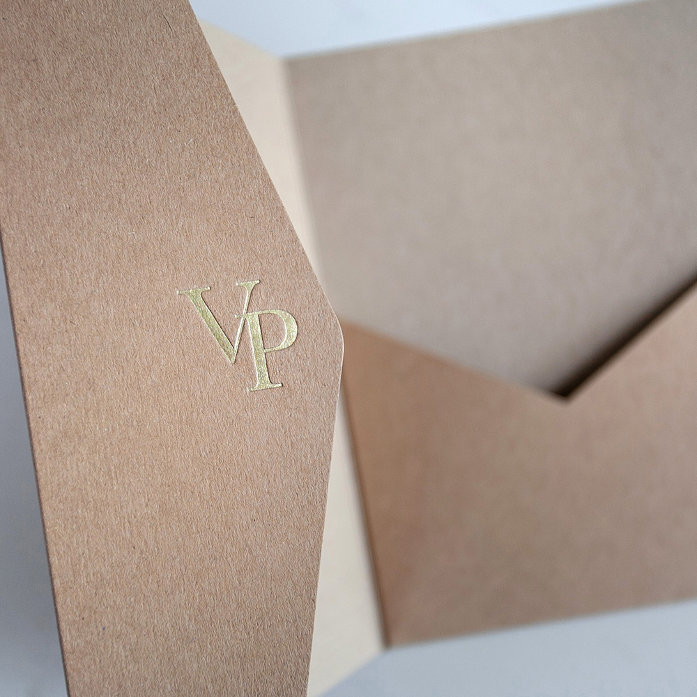 Kraft Brown Foil Pressed Pocketfold Envelopes 5x7"